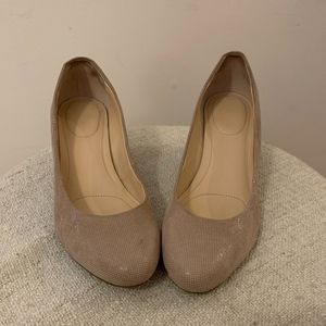 Calvin Klein Yana leather wedges - nude, size 9